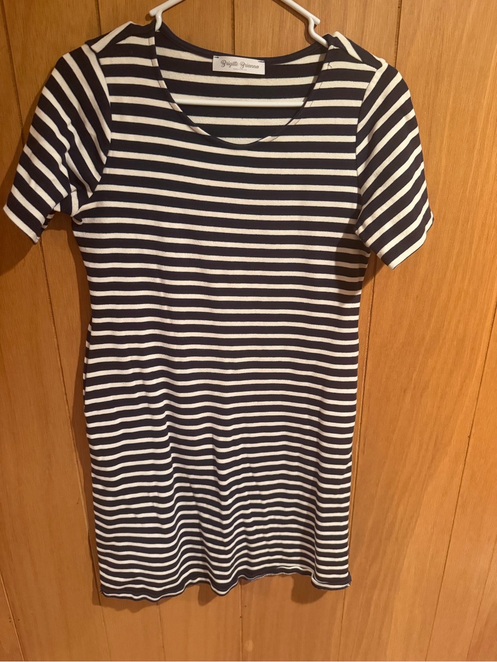 Striped Navy and White Women's Knit Tee Dress by Papillon Mercier